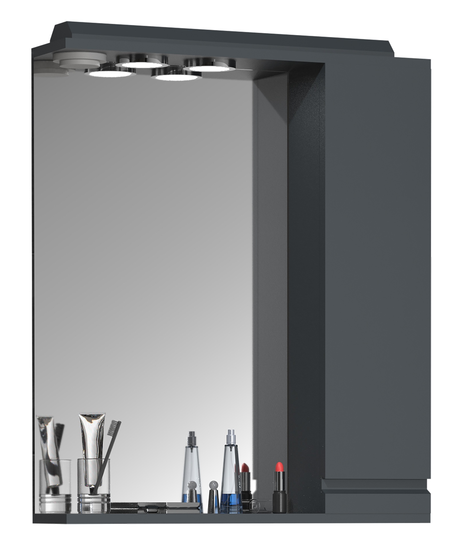 Badspiegel VCM, B:60cm T:14cmanthrazit, Spiegel, "Spiegelschrank Bad Spiegel Beleuchtung Silora L"