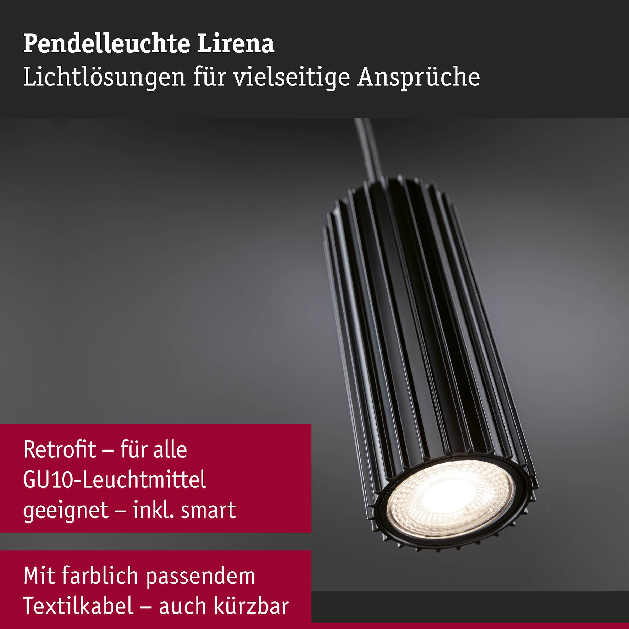 Paulmann Pendelleuchte »Lirena max 1x10W GU10 Schwarz  230V Metall« GU10 1 Stk. markante Lamellenstruktur