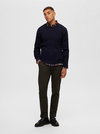SELECTED HOMME Rundhalspullover »SLHBERG CABLE CREW NECK NOOS«