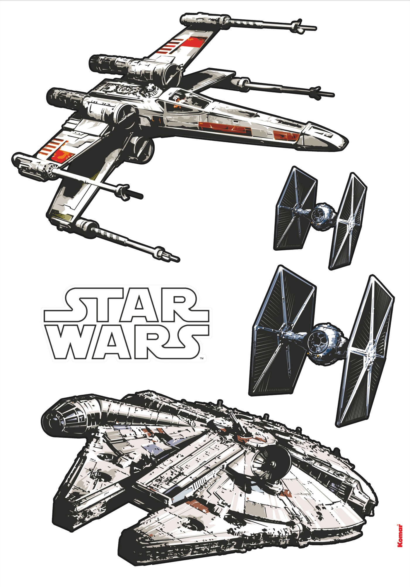 Komar Wandtattoo »Star Wars Spaceships«, (5 St.), 100x70 cm (Breite x Höhe),  selbstklebendes Wandtattoo | BAUR