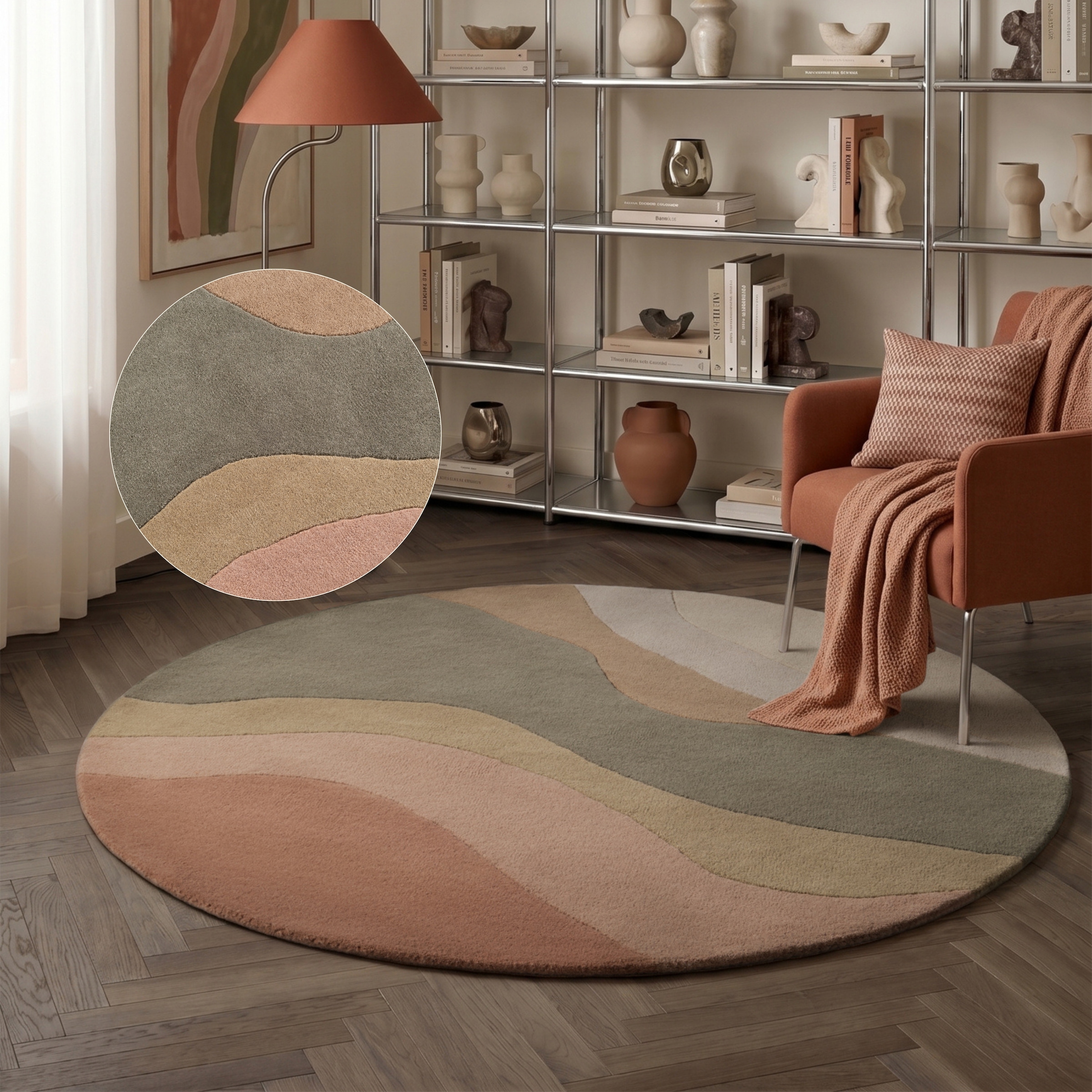 Ted Baker Wollteppich "Flood" rechteckig 17 mm Höhe Wolle, Naturteppich, Handgemacht, Wohnzimmer, Schlafzimmer, Bunt
