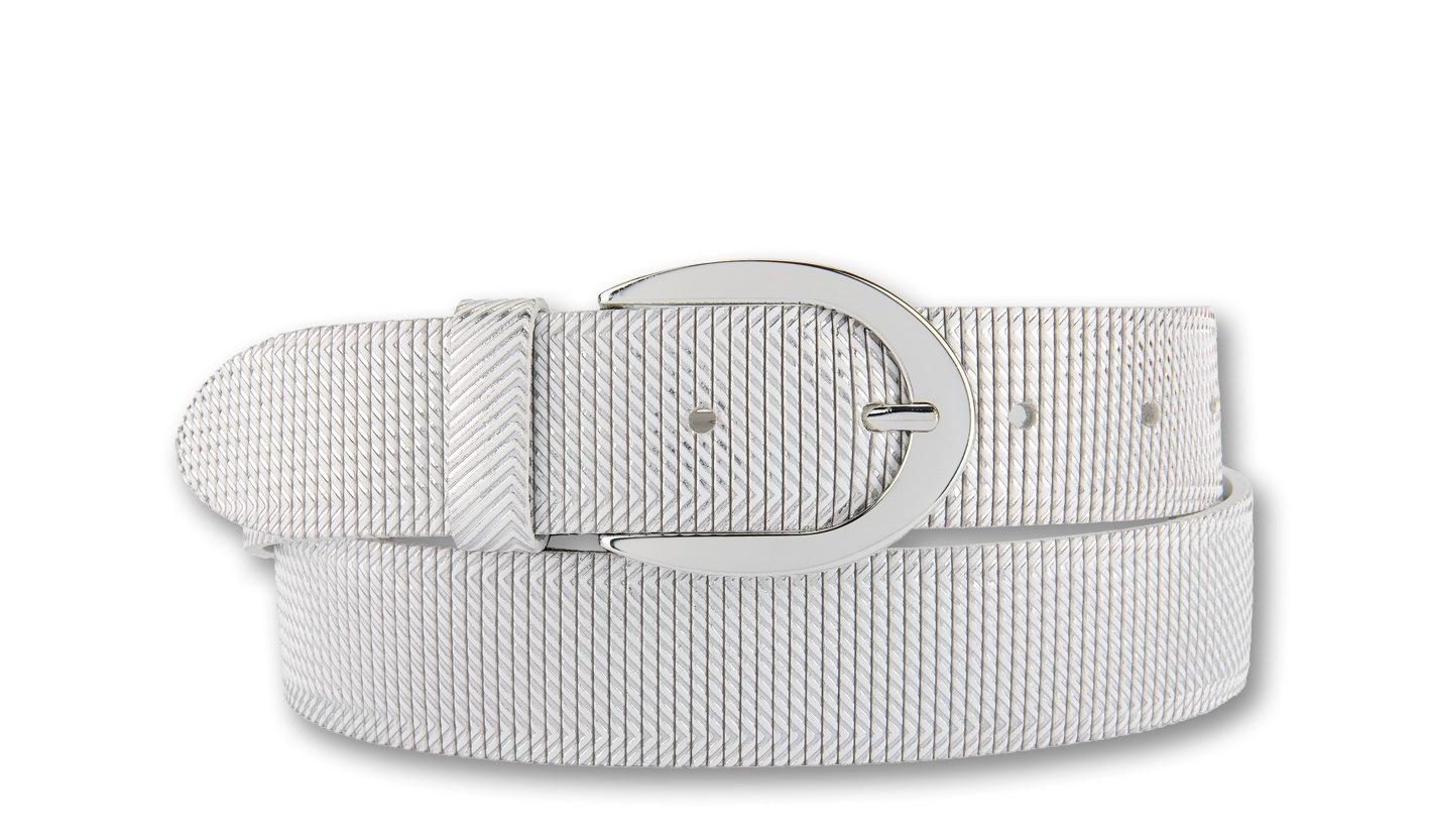 BERND GÖTZ Ledergürtel »Ledergürtel mit silberner Schließe und geprägter Streifenoptik«