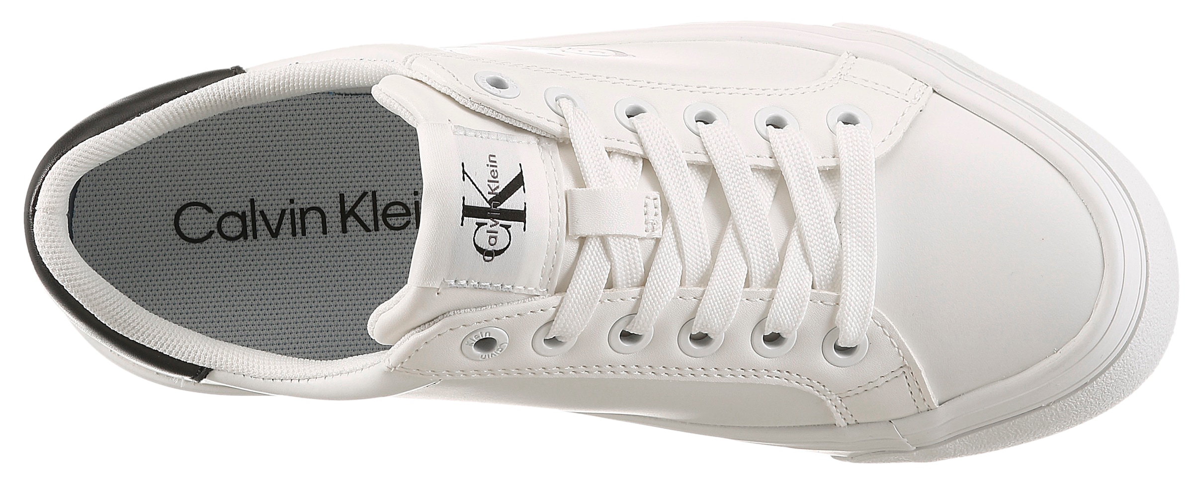 Calvin Klein Plateausneaker »VULC FLATFORM LACEUP LOW LTH«  Schnürschuh, Halbschuh, Freizeitschuh mit seitlichem Logoschriftzug
