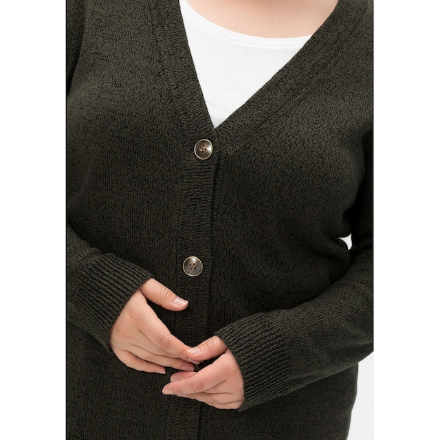 Sheego Strickjacke »Große Größen«, mit V-Ausschnitt, im Baumwollmix für  bestellen | BAUR