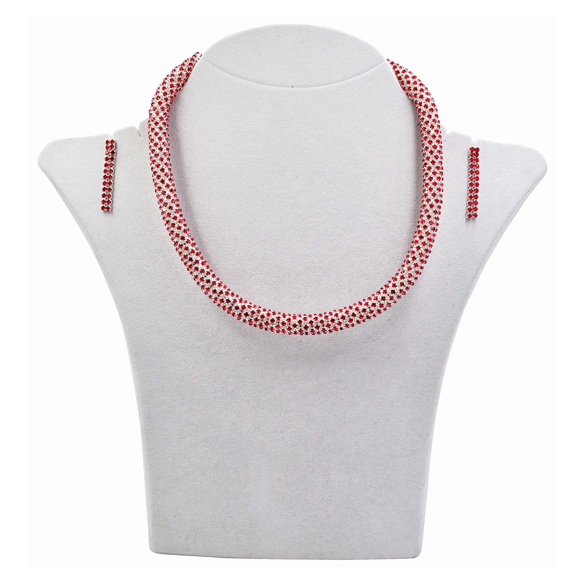 Steuer Collierkettchen »Metall 40+6,0cm glanz Glasstein rot«