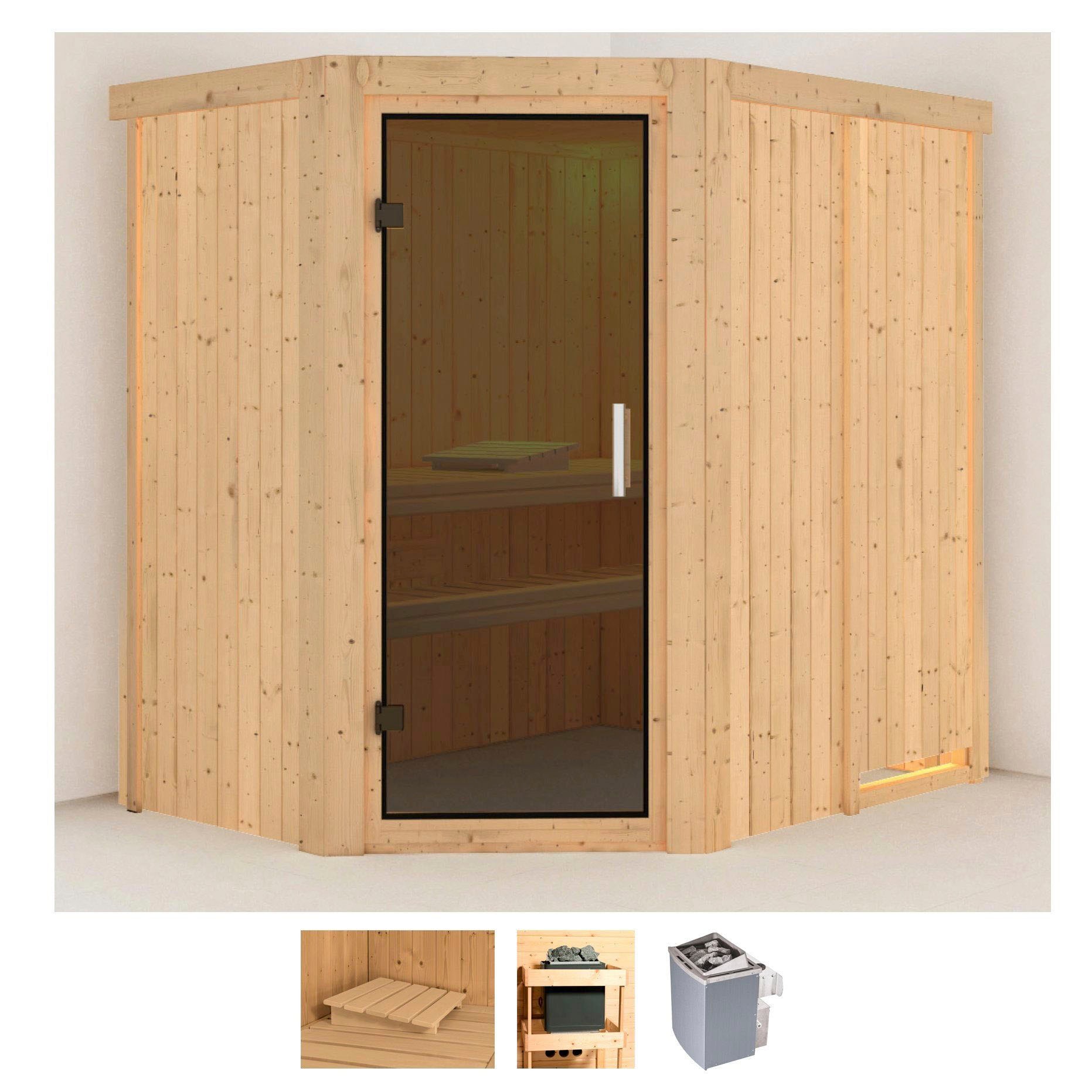 Karibu Sauna "Clara" Set, Ofen 9 kW integr. Strg