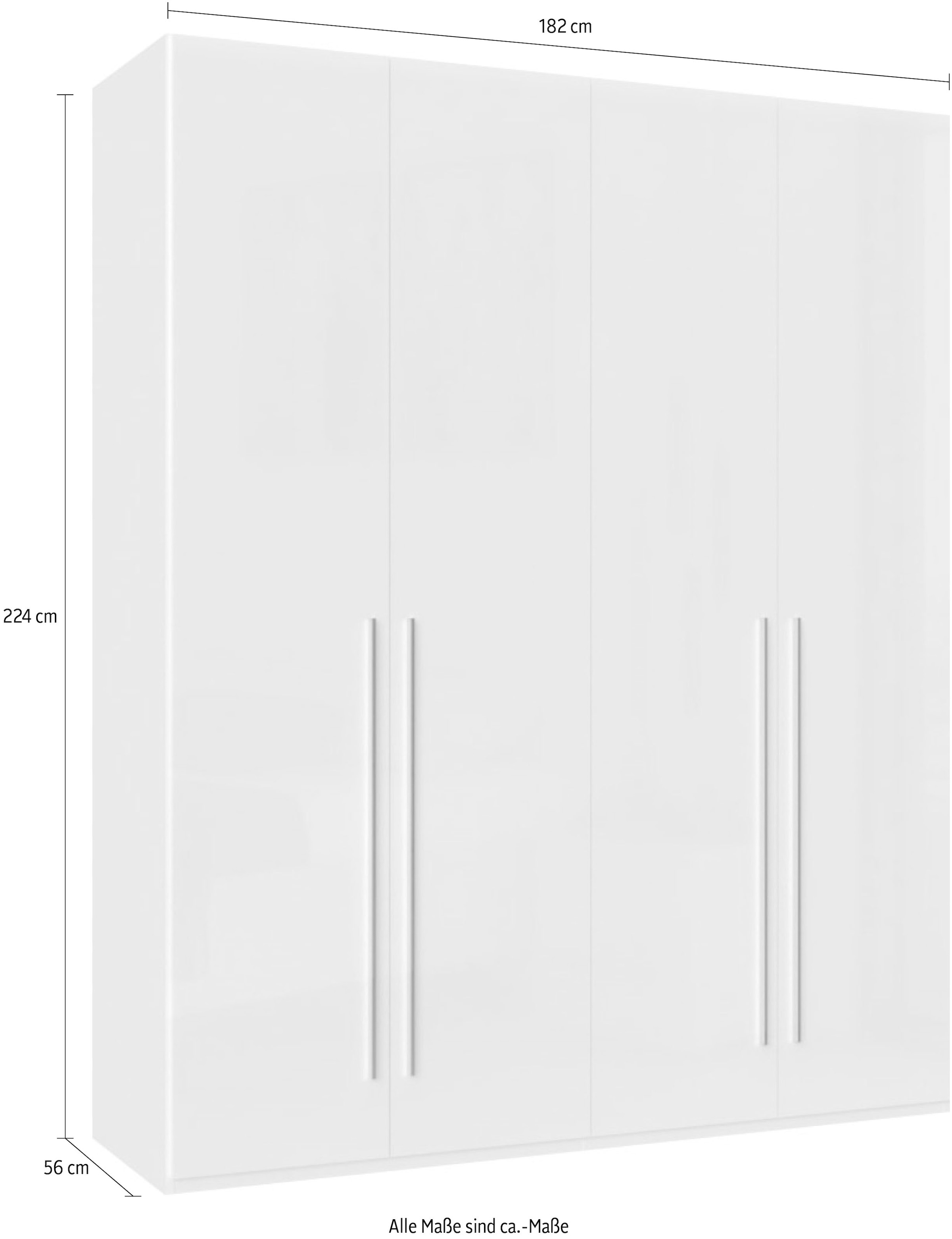 Places of Style Kleiderschrank »Piano, UV lackiert, hochglänzend in beige oder weiß, FSC-zertifiziert«, (Made in Europe), in vielen Breiten, Höhe 224cm, mit Soft-Close Funktion