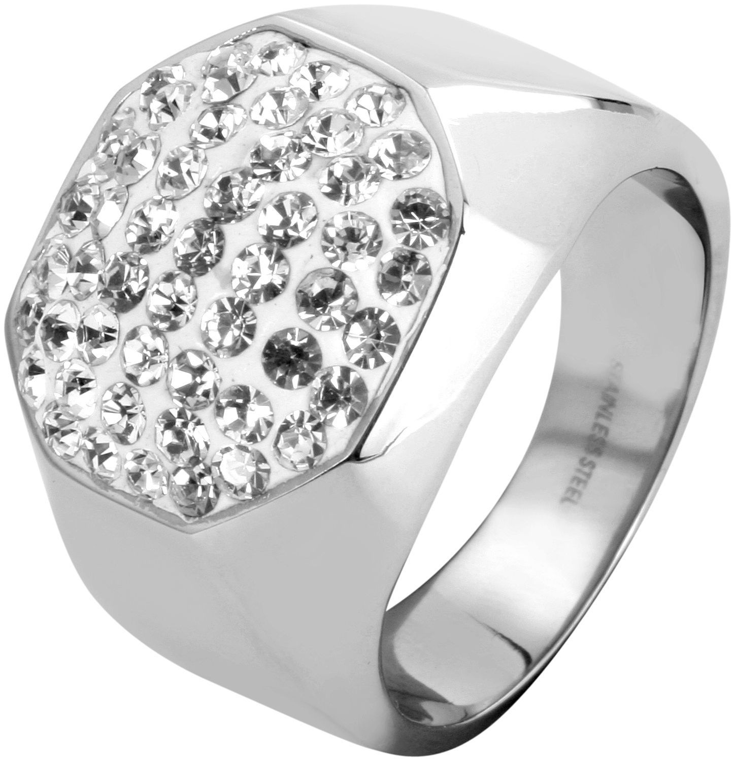 Fingerring ADELIA´S "Damen Ring aus Edelstahl mit Strass Steinchen" Gr. 60, silber, Fingerringe, Damen, 60, Edelstahl, Fingerring
