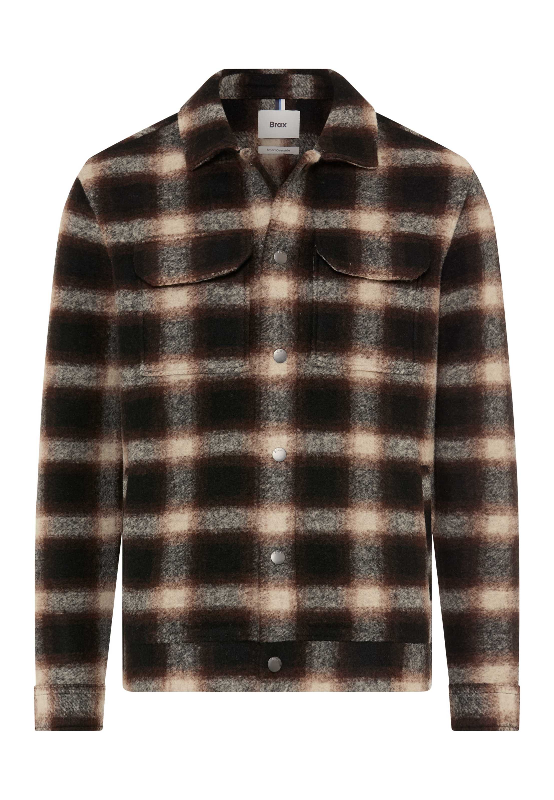 Brax Sweatjacke »Style SANTIAGO« Flanell: Kariertes Overshirt im Wollmix