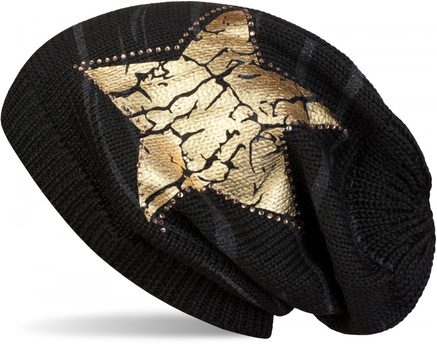 styleBREAKER Strickmütze "Feinstrick Beanie mit Stern und Strass" 1 Stk.