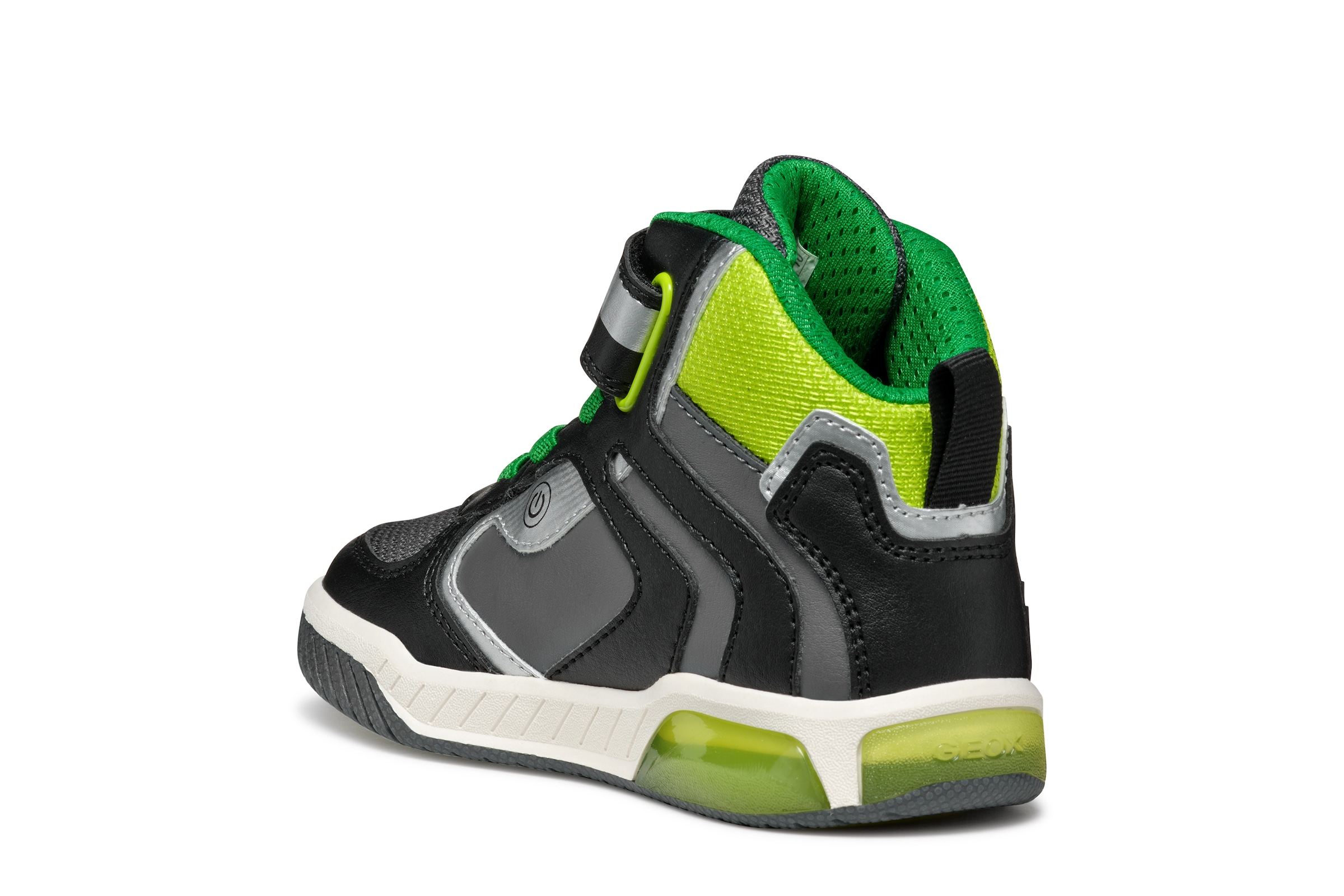 Geox Sneaker »J INEK BOY_Blinkschuh«, Schnürboots mit cooler Blinkfunktion, Größenschablone zum Download