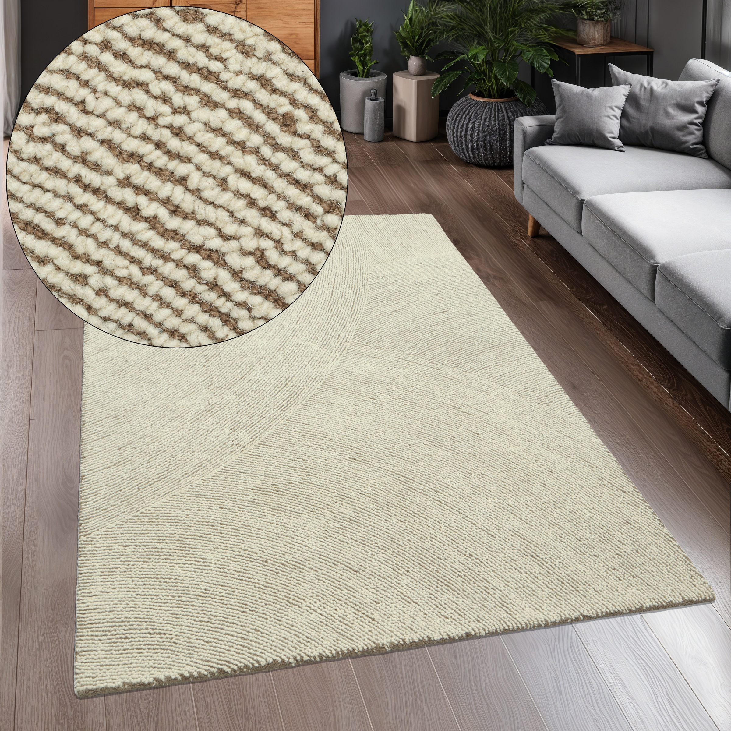 OTTO home Wollteppich »Liviaa, handgewebt, Wolle« rechteckig 18 mm Höhe Zen, Skandi, Hygge, Natur, Wohnzimmer, Schlafzimmer, Esszimmer