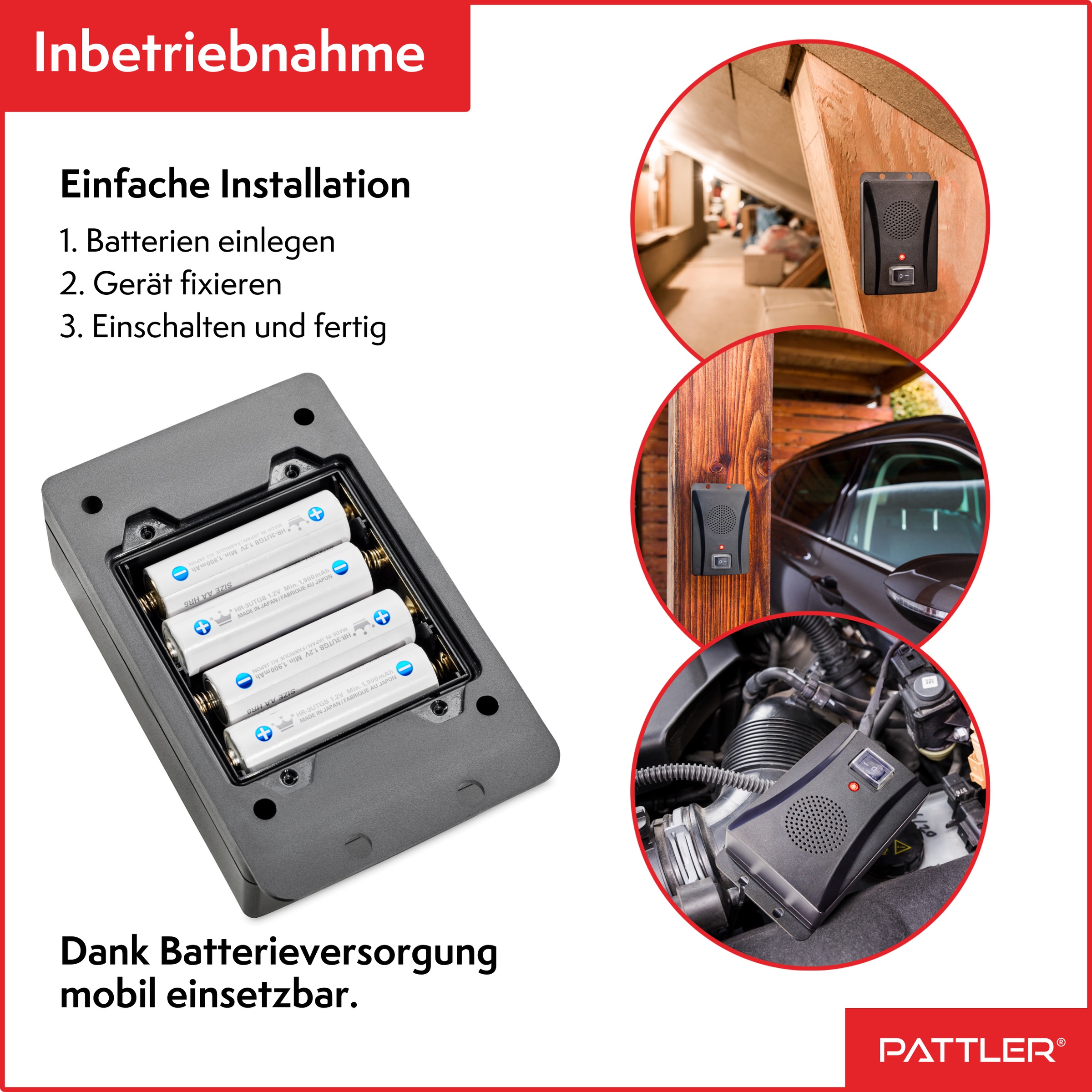 Pattler Ultraschall-Tierabwehr »Marderabwehr an Fahrzeug, Carport oder Stellplatz« 2 Geräte für ca. 80 m²