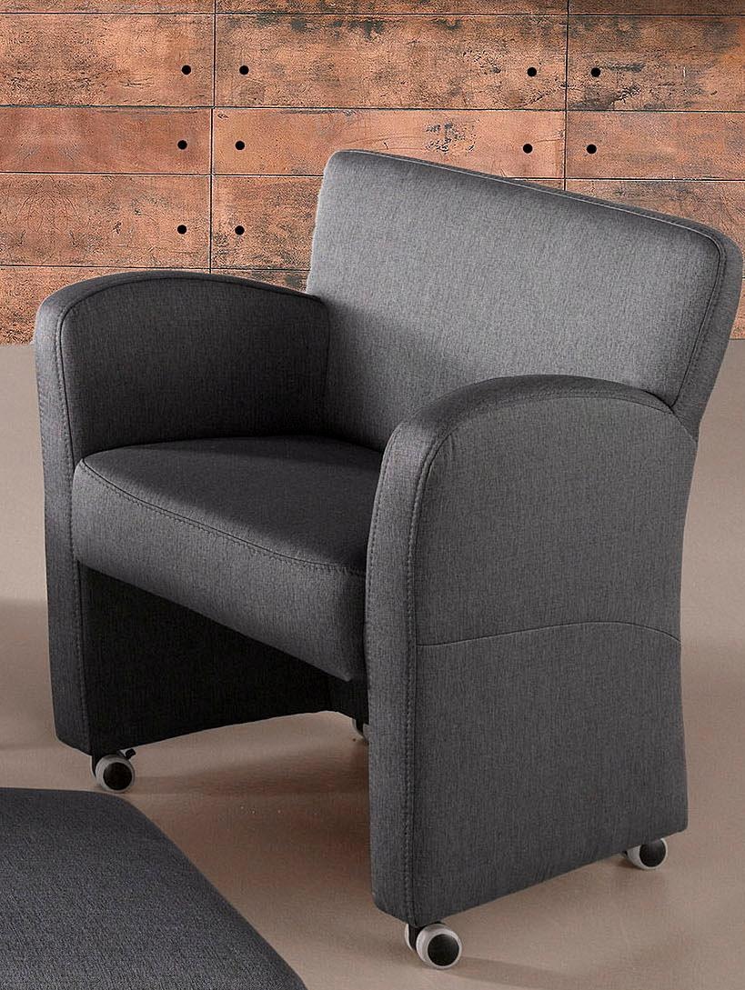 exxpo - sofa fashion Sessel »Intenso, Loungesessel, modern, wahlweise in Leder oder Textil«, hohe Bodenfreiheit, frei im Raum stellbar, hoher Sitzkomfort
