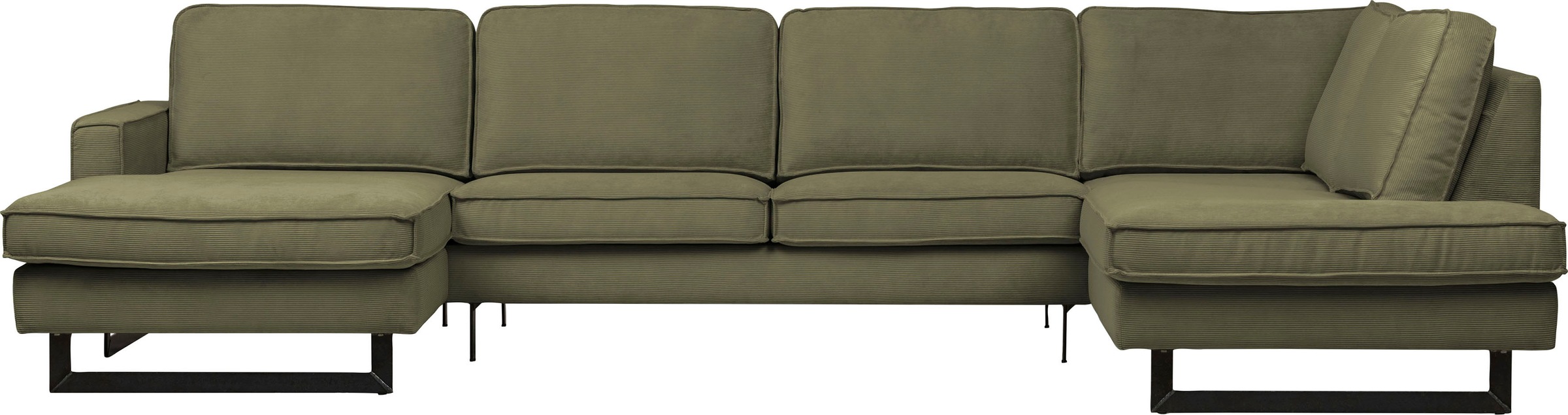 Places of Style Wohnlandschaft »Pinto, 350 cm, U-Form, XXL, mit Ottomanen«, Cord, Chenille, Lederoptik, mit Keder, Metallfüße, Wellenunterfederung