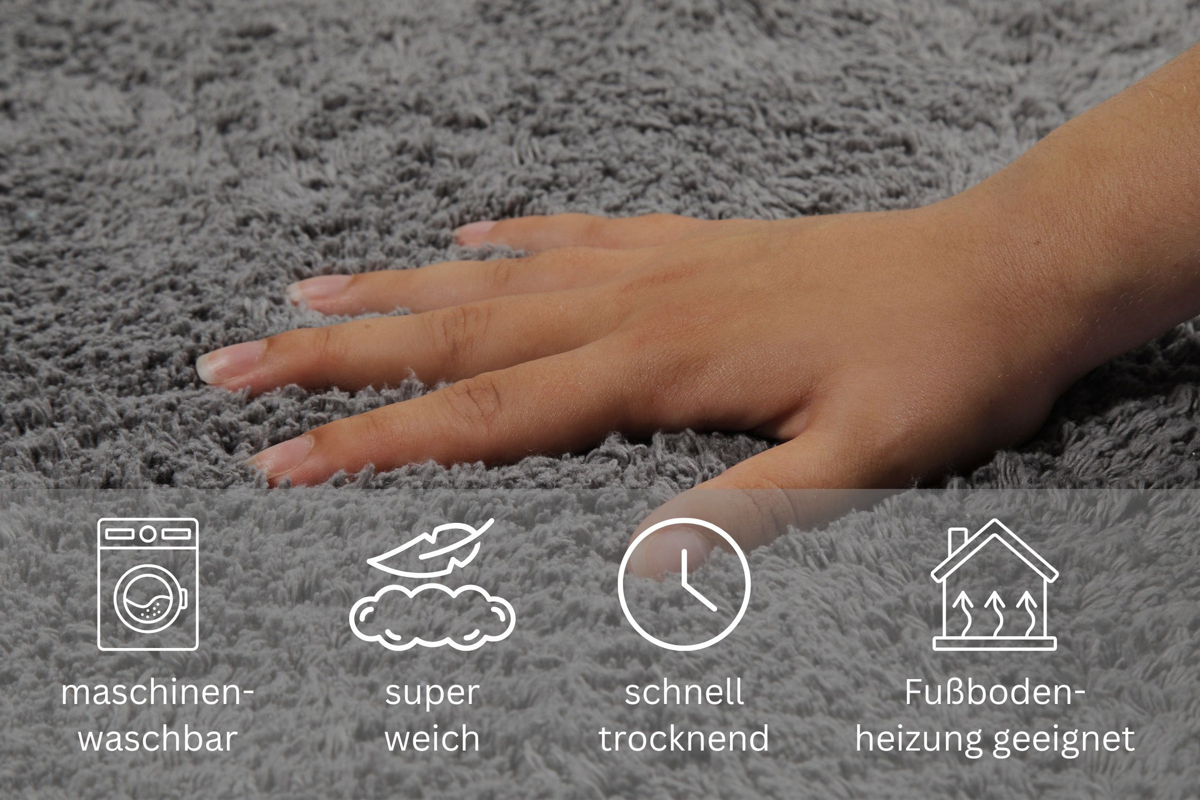my home Badematte »Kian«, fußbodenheizungsgeeignet, Badvorleger, Badteppich aus 100%Baumwolle, weich, waschbar, saugfähig