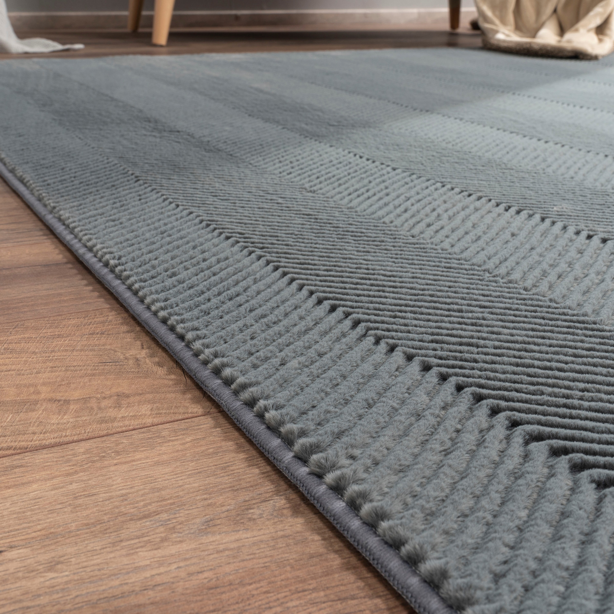 Paco Home Teppich »Haarlem 941«, rechteckig, 17 mm Höhe, Kurzflor, Uni Farben, Hoch-Tief Effekt, geometrisch, weich & kuschelig