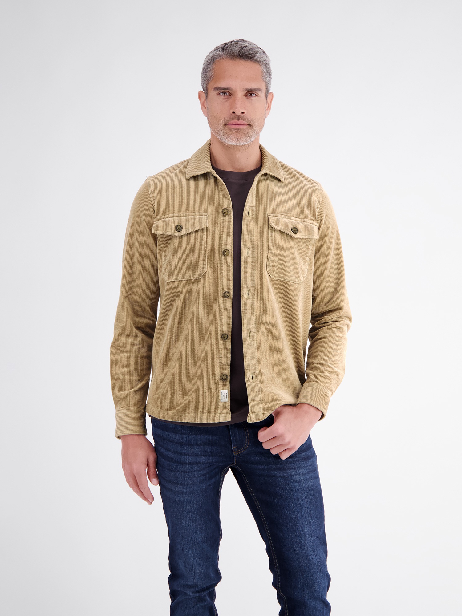 LERROS Langarmhemd "Maskulines Herrenhemd aus Cord mit Stretchanteil"