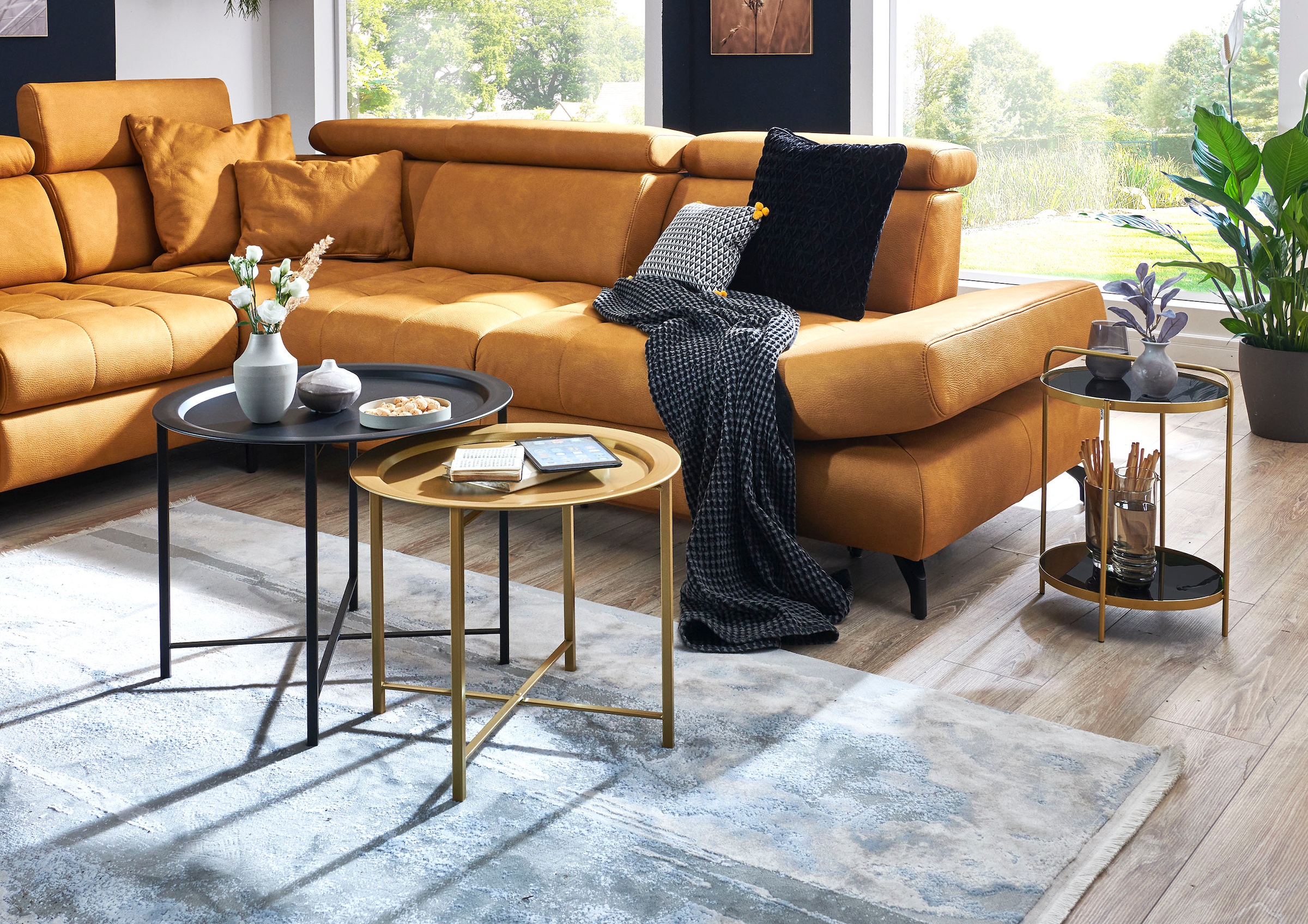 HAKU Couchtisch »Sofatisch, Wohnzimmertisch« Set, 2er Set, 2 Stk. tlg. rund - aus Metall Schwarz - Ø/H 52/44 und 62/49 cm