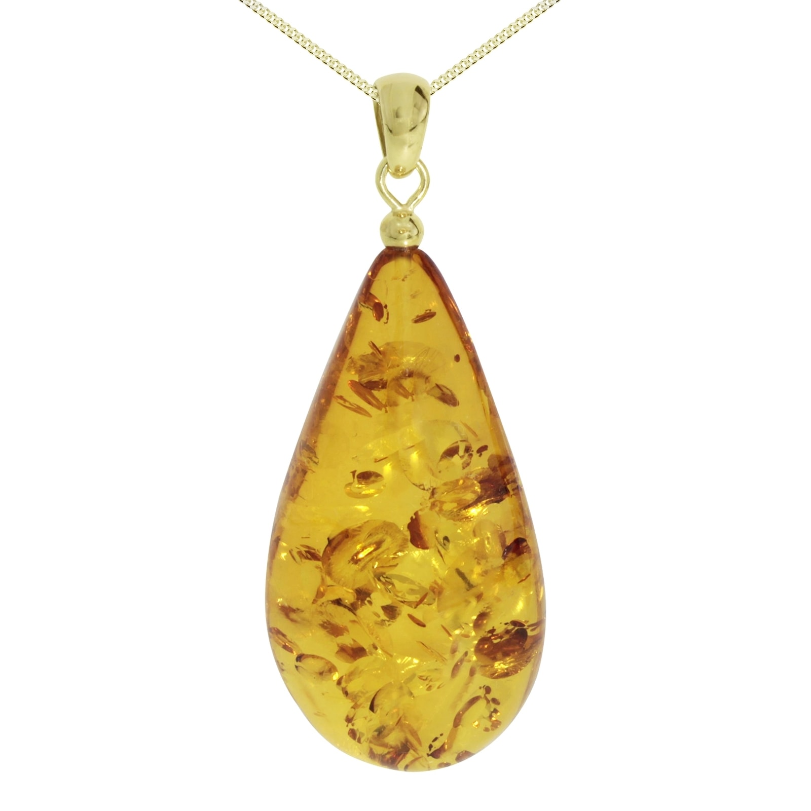 Ostsee-Schmuck Amber Teardrop Pendant with Box Chain