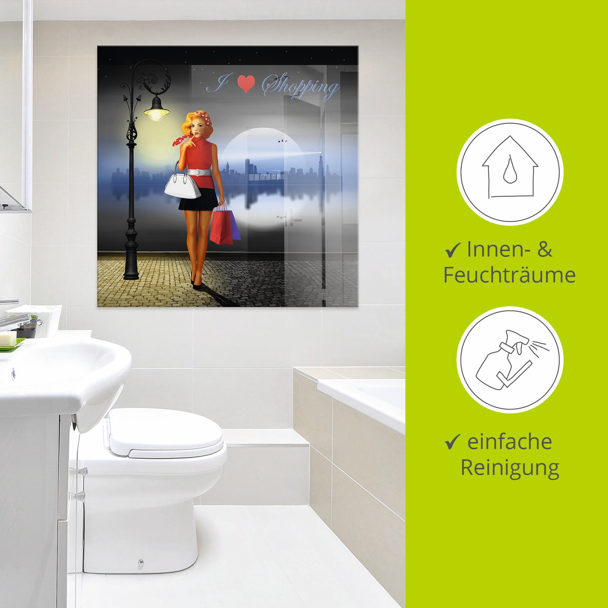 Artland Glasbild »Ich liebe Einkaufen«, Mode, (1 St.), in verschiedenen Größen