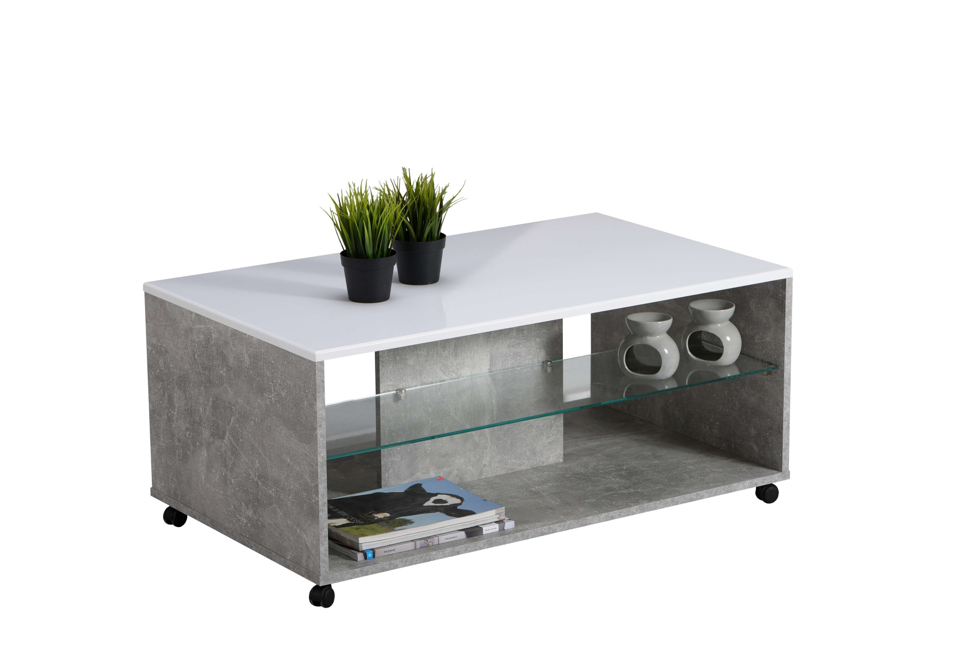 Home affaire Couchtisch »Bert Kaffetisch, 100 cm, in trendigen Farben, modern«, Hochglanzplatte, mit Rollen