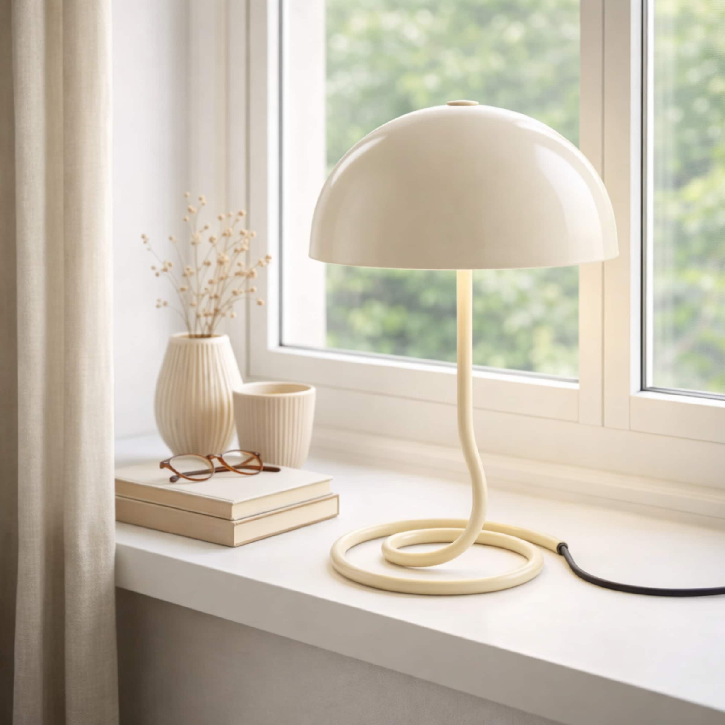OTTO home Tischleuchte »Charlett Pilz Lampe« G9 1 Stk. Tischlampe, Ø 20 cm, Höhe 31 cm, Metall, Spiralfuß, Pilzleuchte, G9