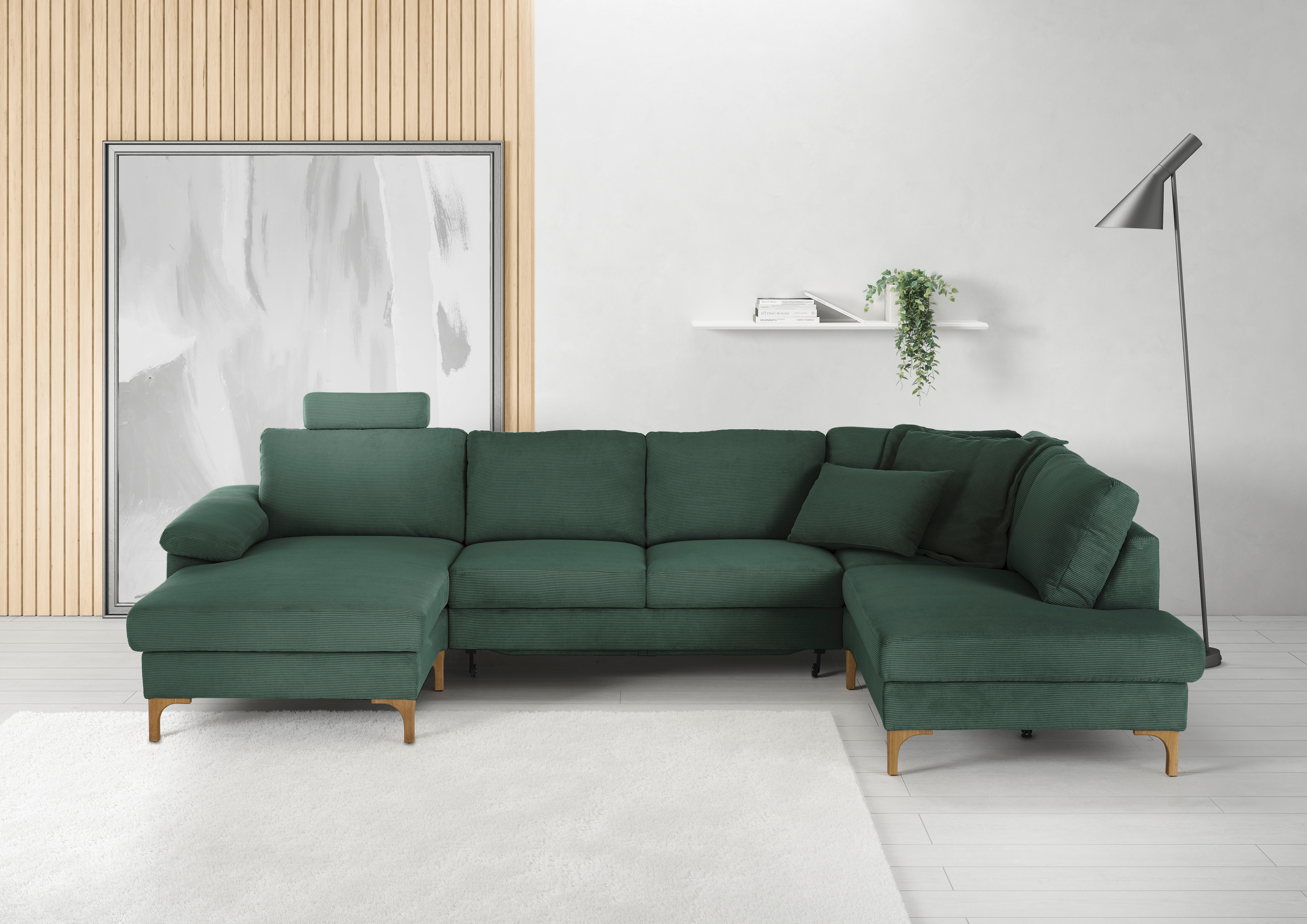 3C Candy Wohnlandschaft "Lecce, wahlweise PUR-Schaumstoff oder Tonnentaschenfederkern U-Form" Bettkasten in Umbauecke und Longchair, sowie Querschläfer im 2-Sitzer