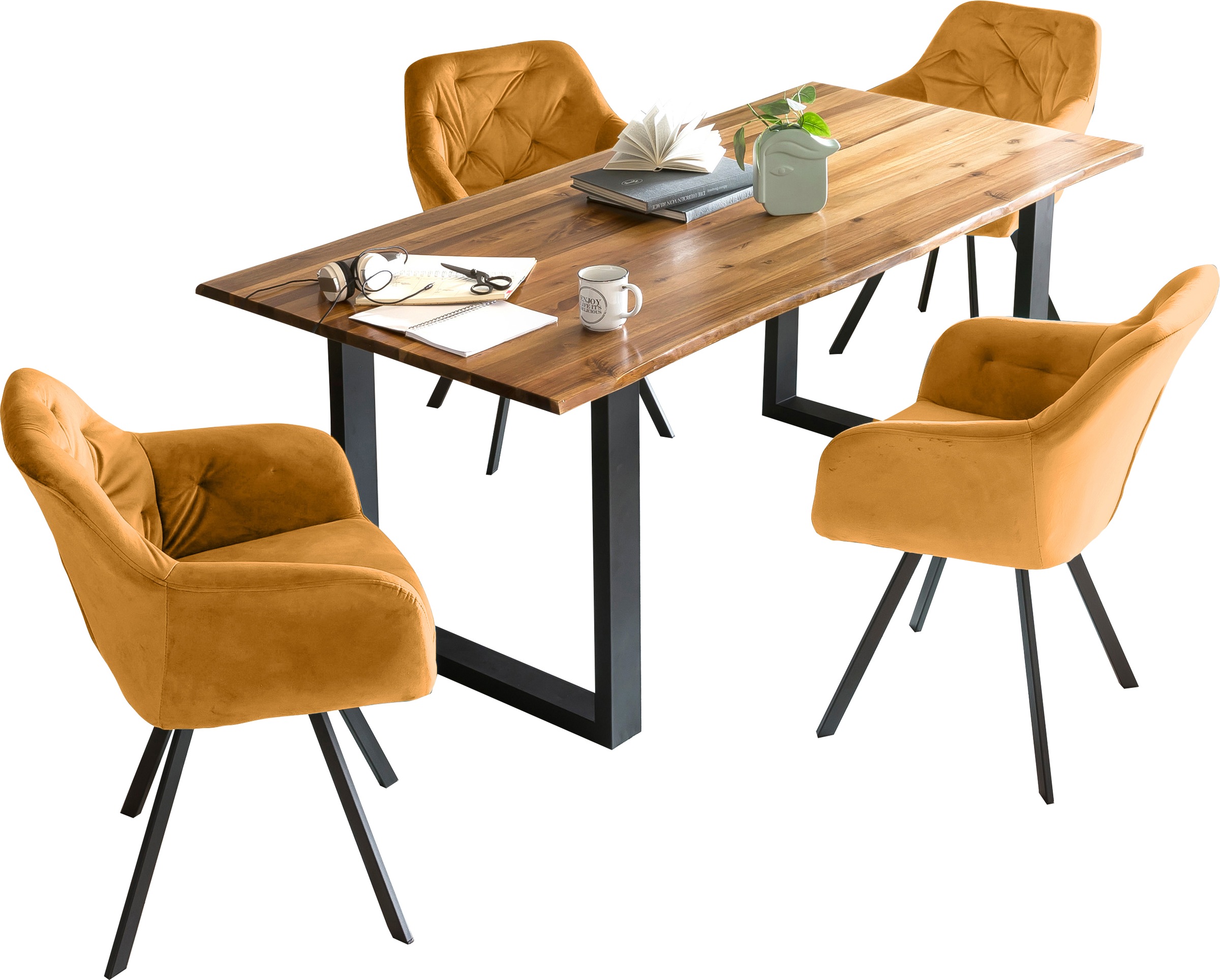 SalesFever Essgruppe, (Set, 5 tlg.), Stühle mit 360 Drehplatte, Tischplatte günstig online kaufen