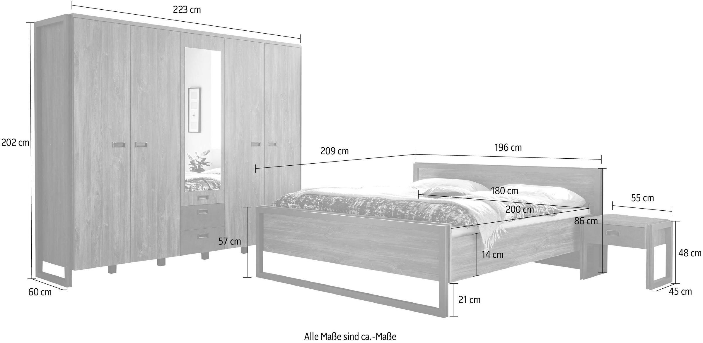 Home affaire Schlafzimmer-Set »Detroit«, (Set, 4 St.)