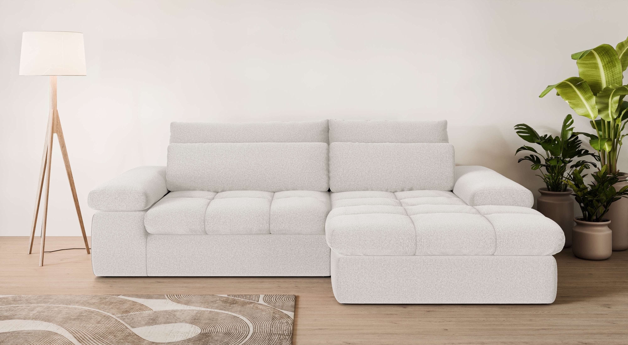 Home affaire Ecksofa "ALVERIE mit Recamiere, moderne Steppung, Maße: B/T/H günstig online kaufen
