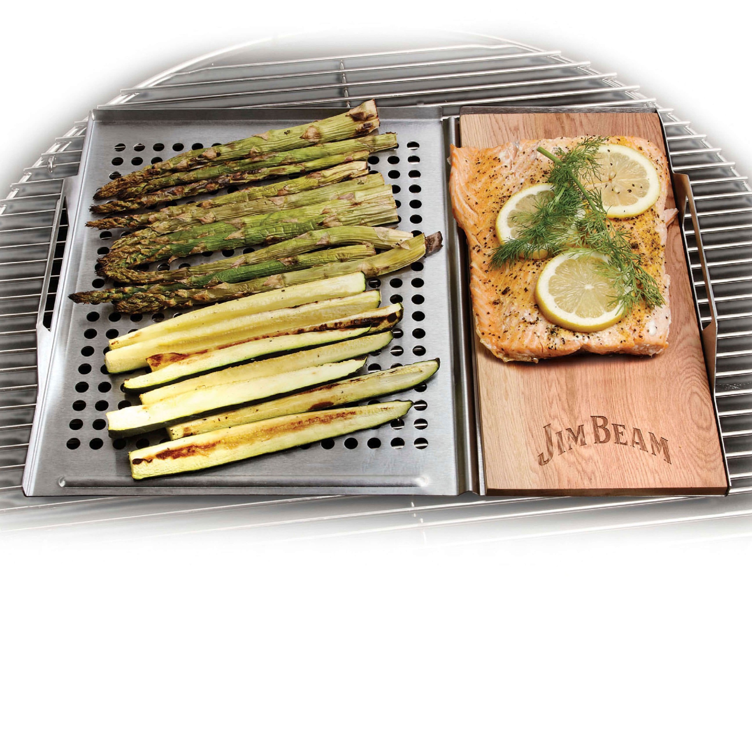 Jim Beam BBQ Grillerweiterung "Edelstahl-Platte" 59x30 cm, mit Zedernholz R günstig online kaufen