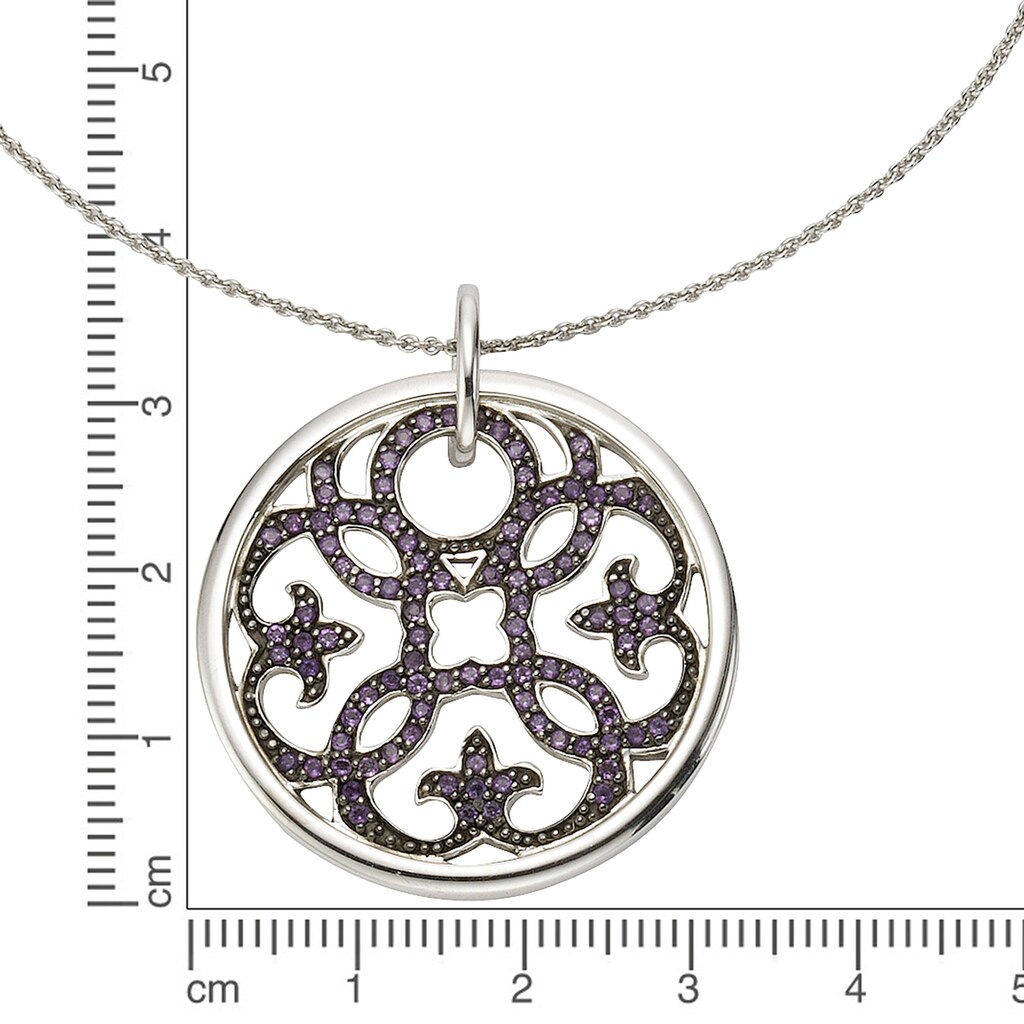 Jamelli Lange Kette »925 Silber rhodiniert Amethyst«