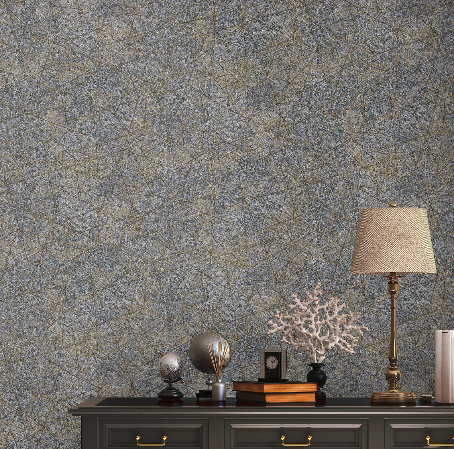 living walls Vliestapete "Metropolitan Stories. Travel Styles. Strukturtapete" Metall-Effekte  gemustert  metallic strukturiert Metallic-Effekt Strukturiert Grafisch Designtapete Tapeten Wohnzimmer
