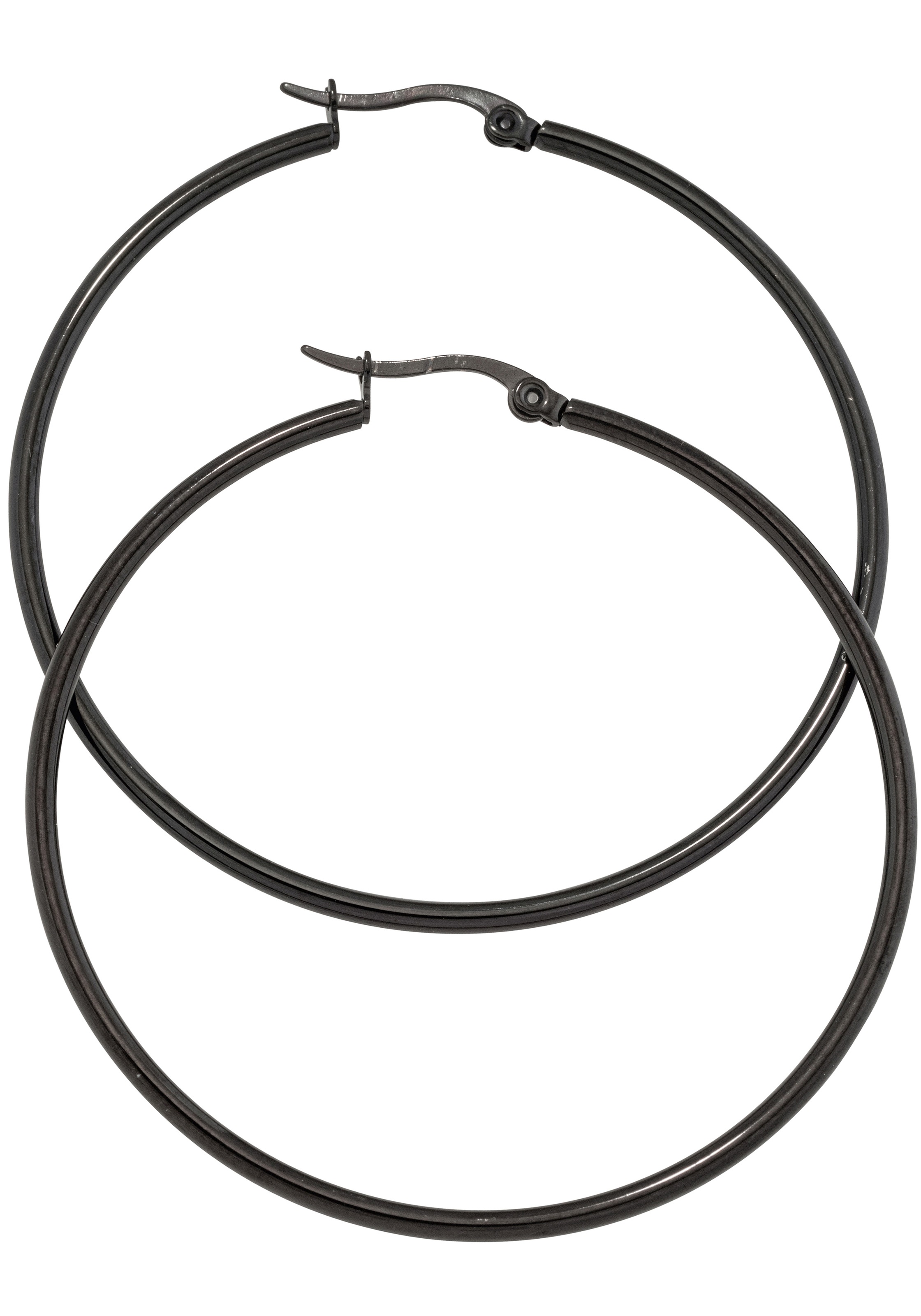 Paar Creolen JOBO "Ohrringe rund 54 mm", edelstahlfarben, Ohrringe, Damen, 54,4mm, Edelstahl, Edelstahl schwarz beschichtet