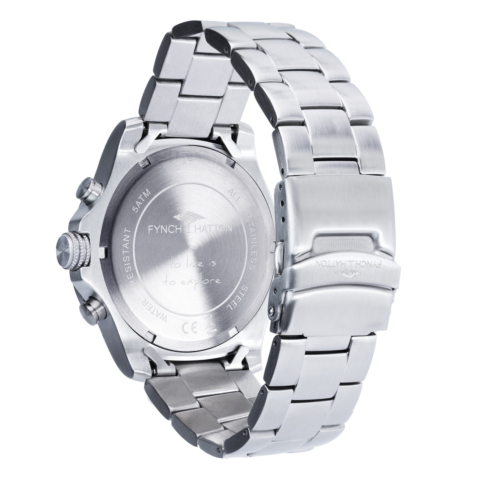 FYNCH-HATTON Chronograph Quarzuhr, Armbanduhr, Herrenuhr, Edelstahlarmband, analog, Tag