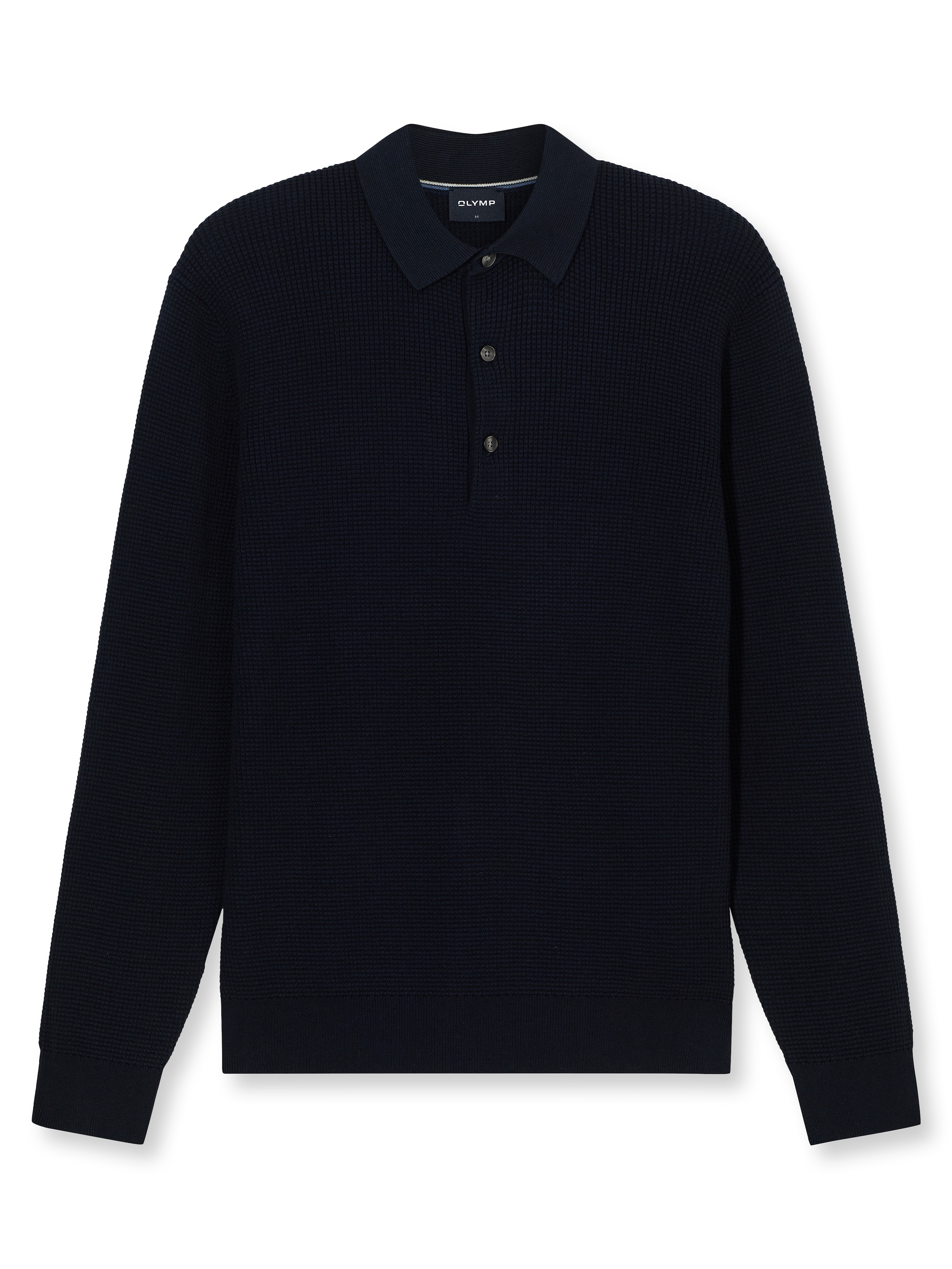 OLYMP Polokragenpullover »Waffle Structure Pullover« strukturiert, unifarben, regular fit, Strick