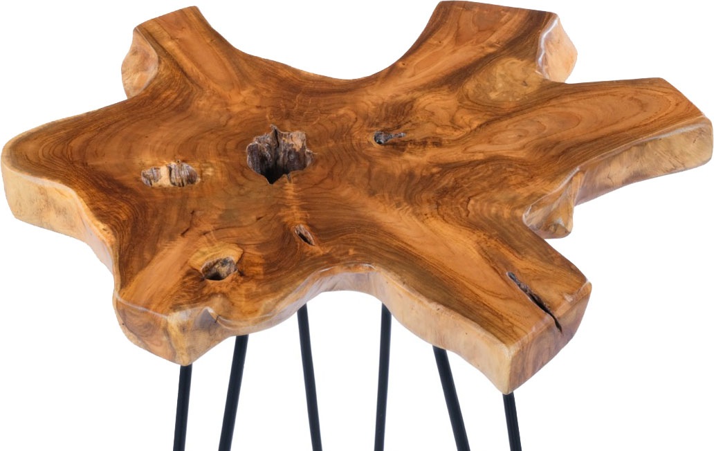 Kayoom Beistelltisch »Woodstock 125, Beistelltisch in Natur-Optik,hochwertiges Teakholz«, (1 St.), Hochwertiges Teakholz, stabile Bauweise, detailreiche Handarbeit
