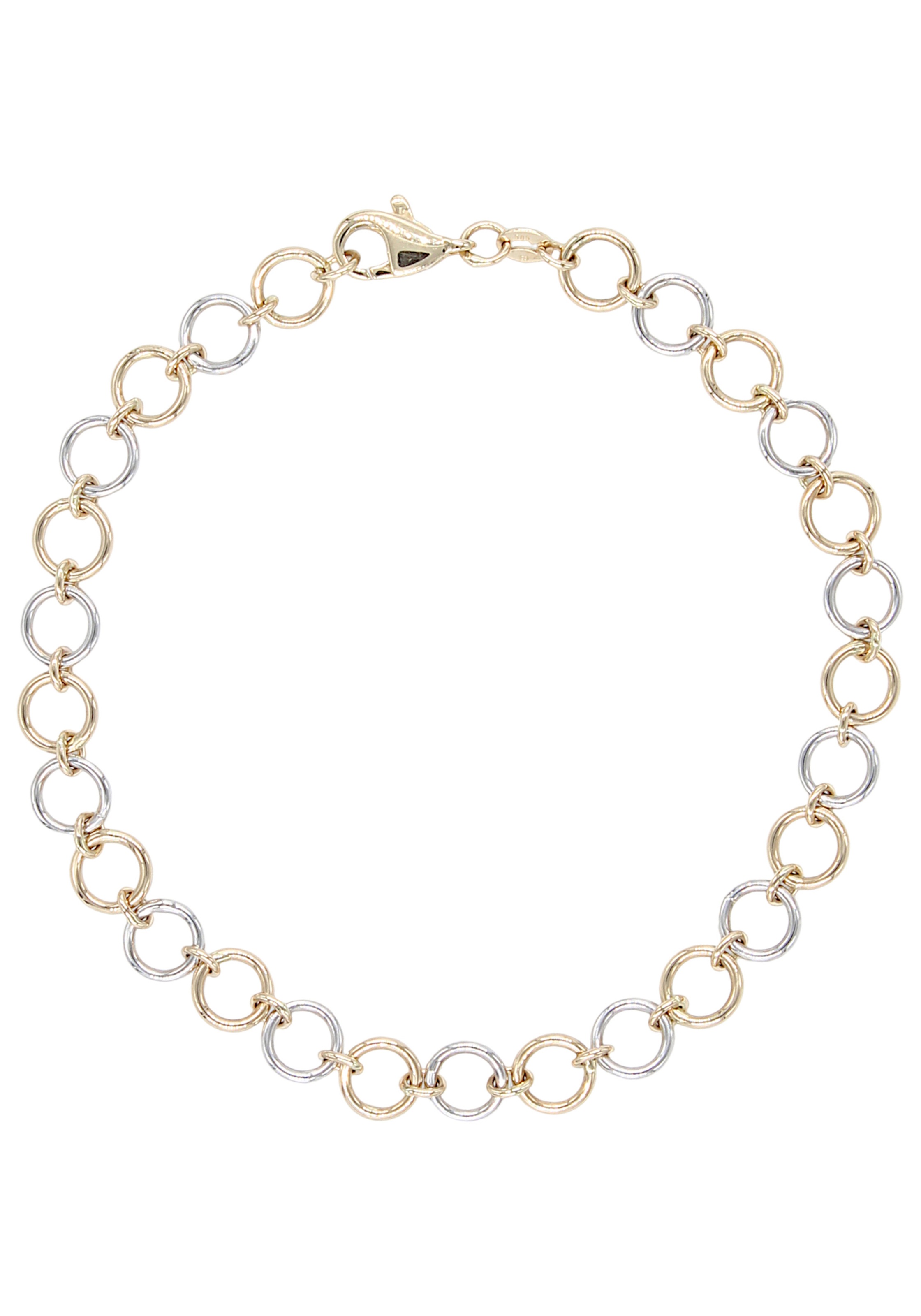 JOBO Damen Goldarmband "Armband Ösenarmband mit großen Gliedern 19 cm", 19cm, Gelbgold 585 Weißgold 585, gold, Gelbgold 585, Weißgold 585, Armbänder,