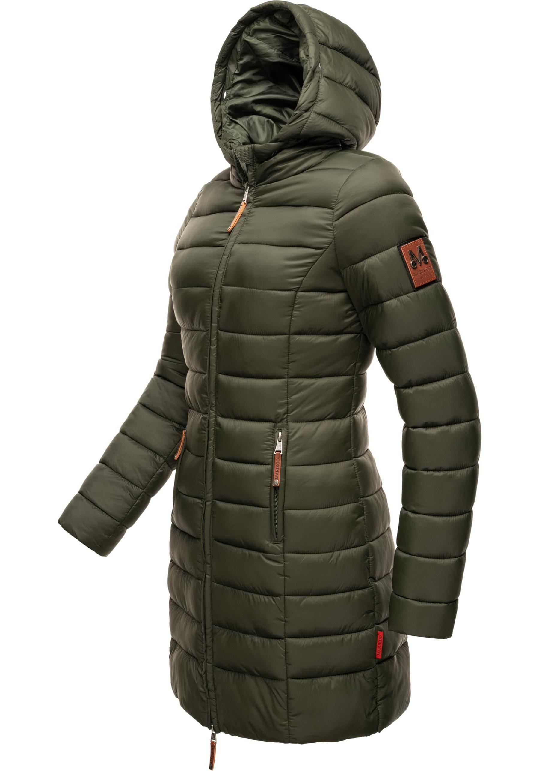 Marikoo Steppmantel »Rose-Stepp«, zeitloser Winterparka mit großer Kunstfellkapuze