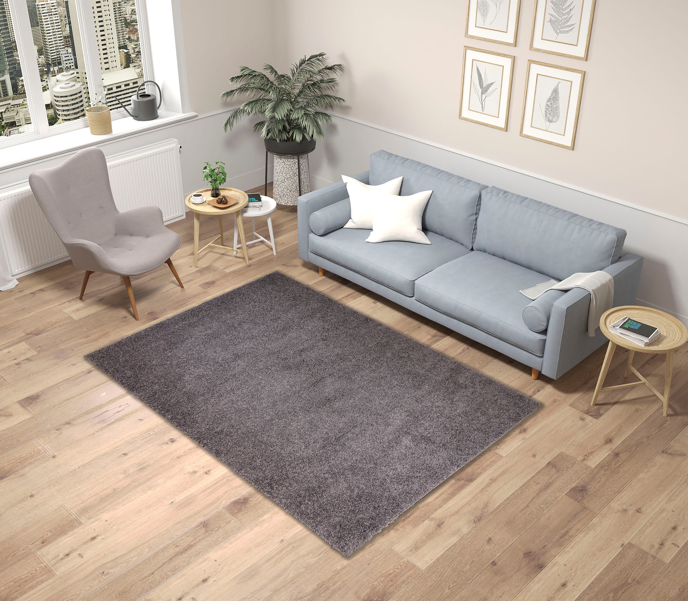 Hochflor-Teppich BRUNO BANANI "Shaggy Soft" Gr. 6, grau (stone), B:200cm H:30mm L:290cm, Kunstfaser, Teppiche, gewebt, Uni Farben, besonders weich und kuschelig, Kundenliebling 3
