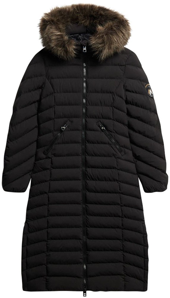 Superdry Steppjacke "Fuji Faux Fur Hooded Longline" günstig online kaufen