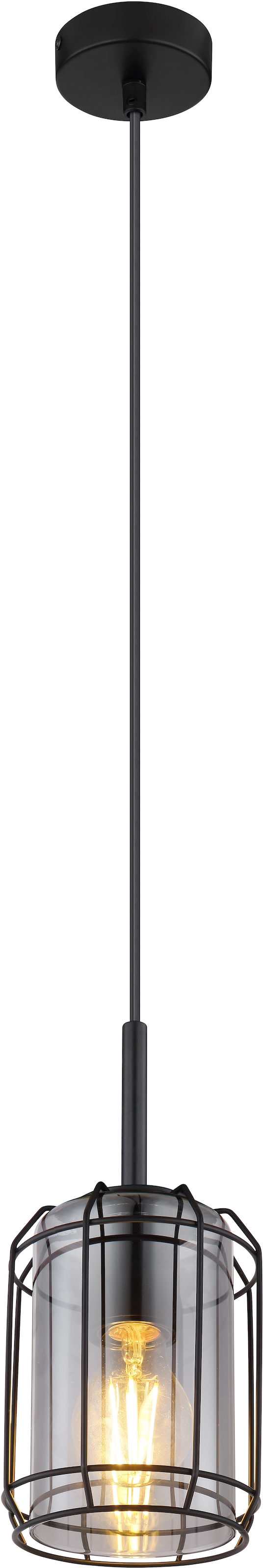 GLOBO LIGHTING Hängeleuchte »KAMMI«, Leuchtmittel E27 | ohne Leuchtmittel, Hängelampe/Pendelleuchte/Glas rauchfarben/Metall/Wohnzimmer/Esszimmer