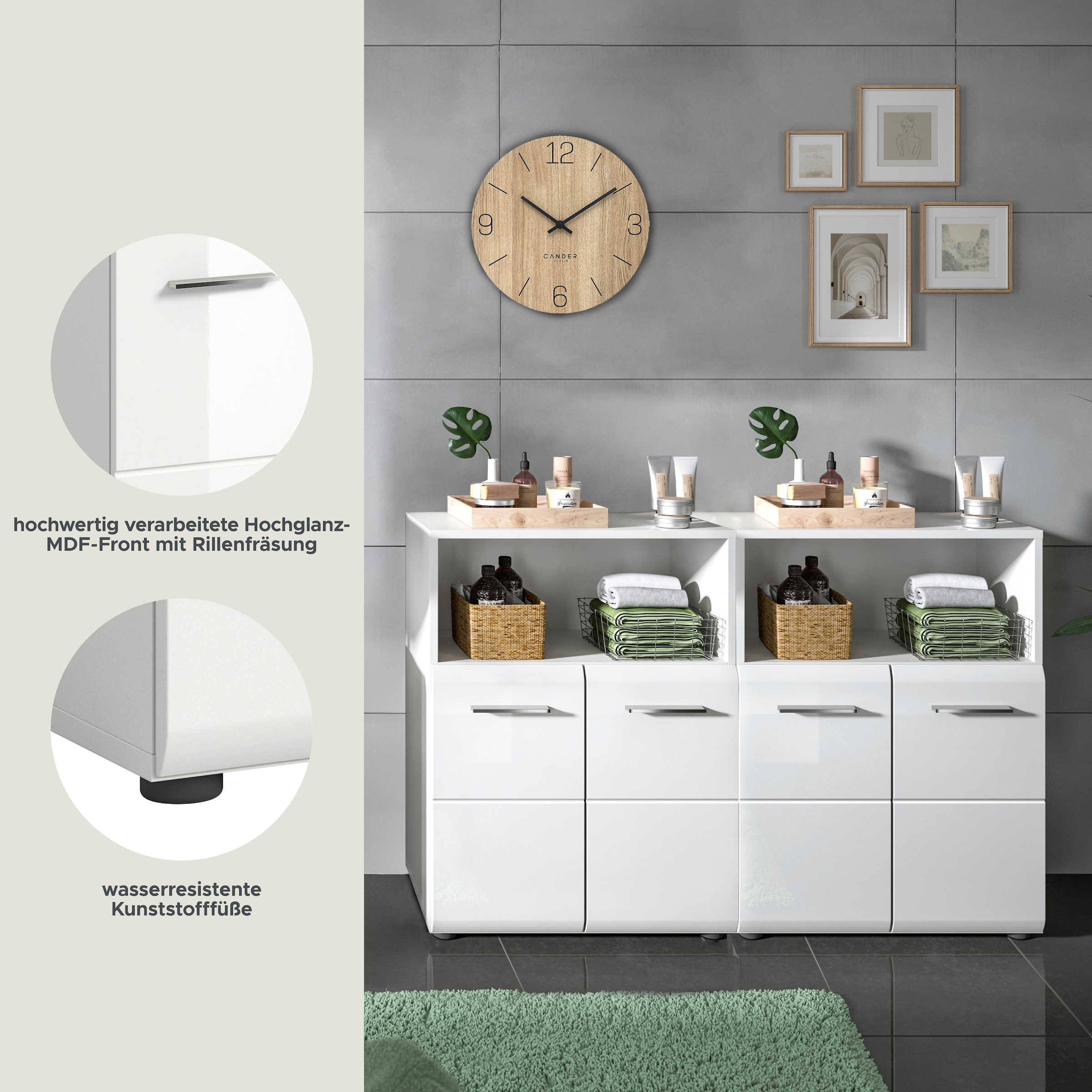 INOSIGN Badmöbel-Set »FLORENZ, TOPSELLER!, 2-teilige Badkombination, hochwertige MDF-Front«, (2-teiliges Set bestehend aus: 2 Midischrank breit), Bad-Kombination, Bad-Möbel, Badezimmer, Kombination, Kombi