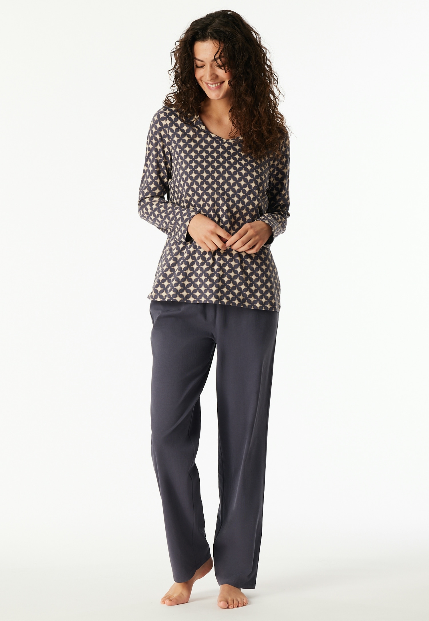 Schiesser Schlafanzug "Comfort Essentials" 2 Stk. tlg., V-Ausschnitt, Baumw günstig online kaufen