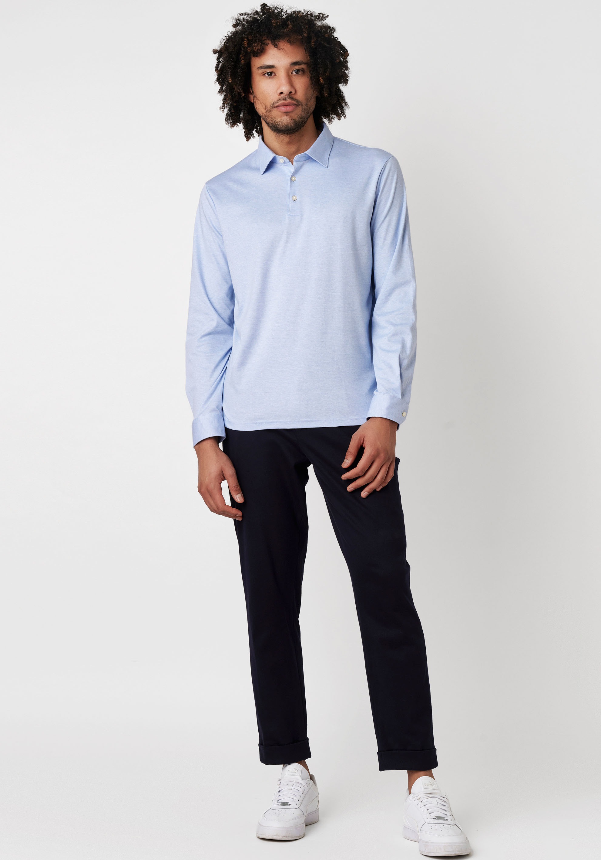 DESOTO Langarm-Poloshirt »Essential Polo Kent 1/1«, Mit Rundhalsausschnitt