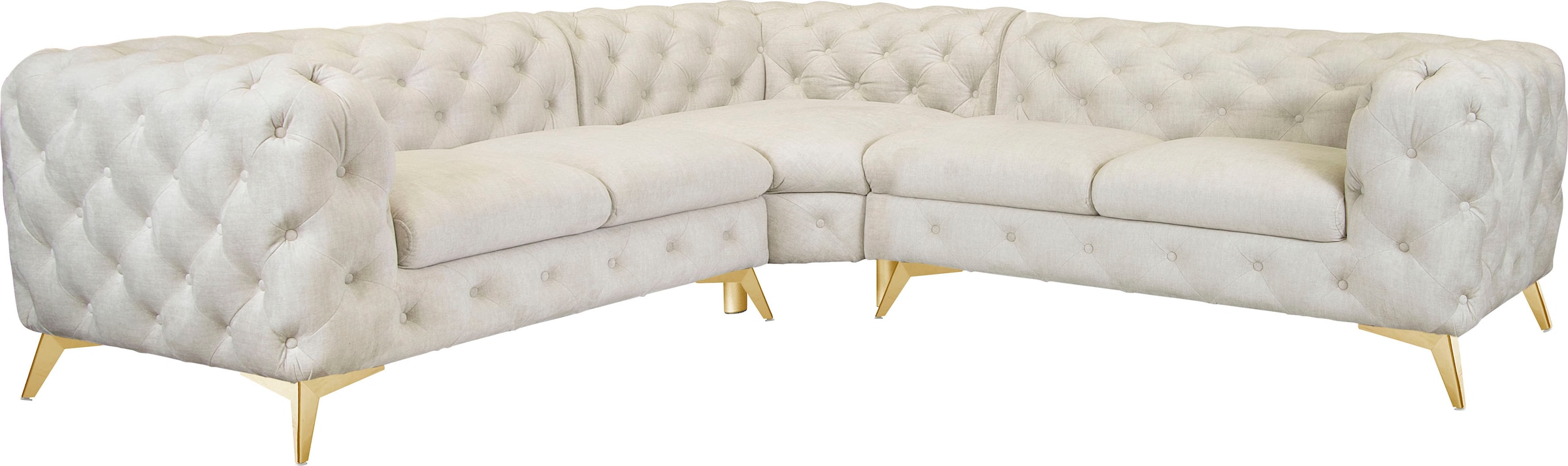 Leonique Chesterfield-Sofa "Ecksofa GLYNIS L-Form mit Wellenunterfederung, günstig online kaufen