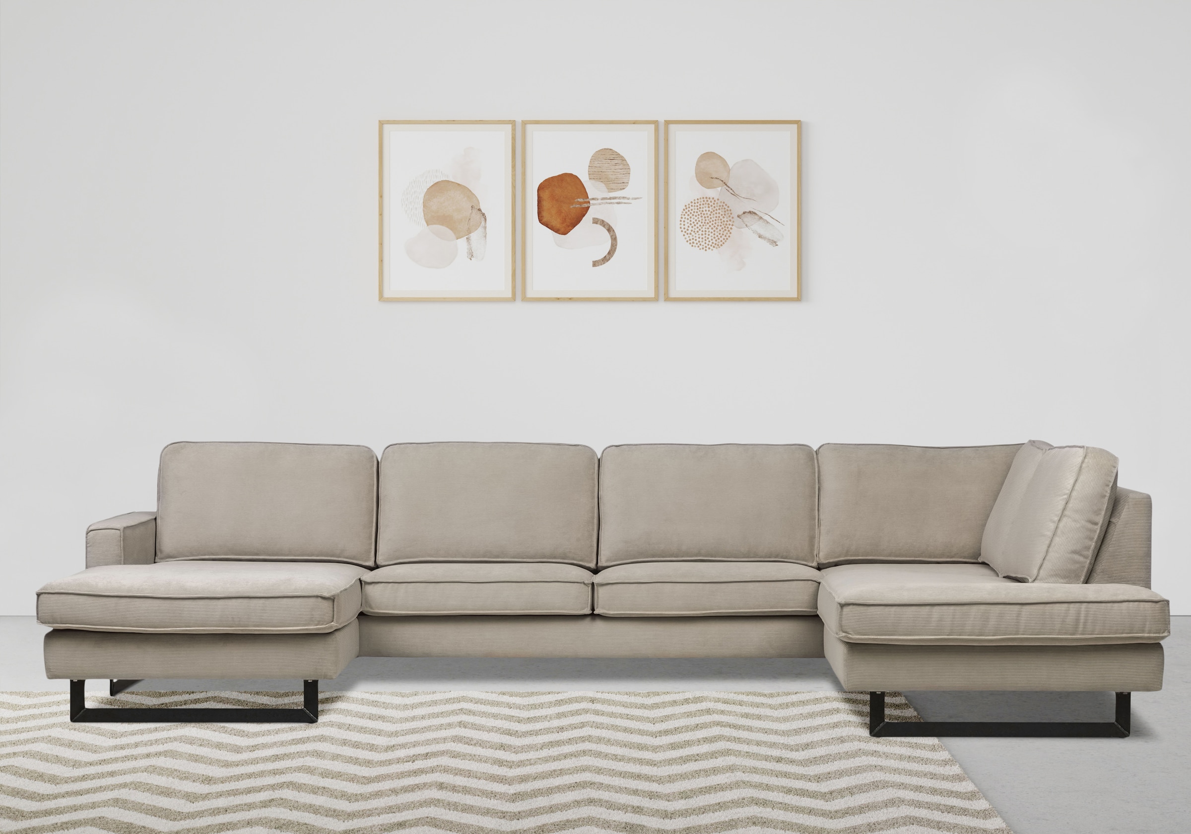 Home affaire Wohnlandschaft "Pinto, 350 cm, U-Form, XXL, mit Ottomanen" Cor günstig online kaufen