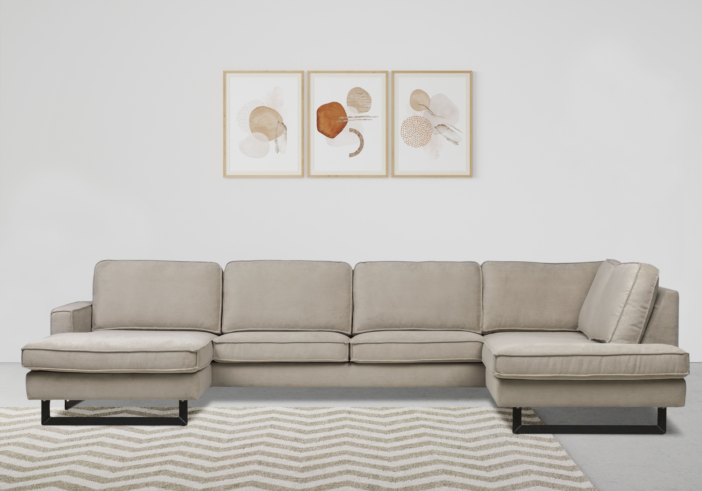 Places of Style Wohnlandschaft "Pinto, 350 cm, U-Form, XXL, mit Ottomanen", günstig online kaufen