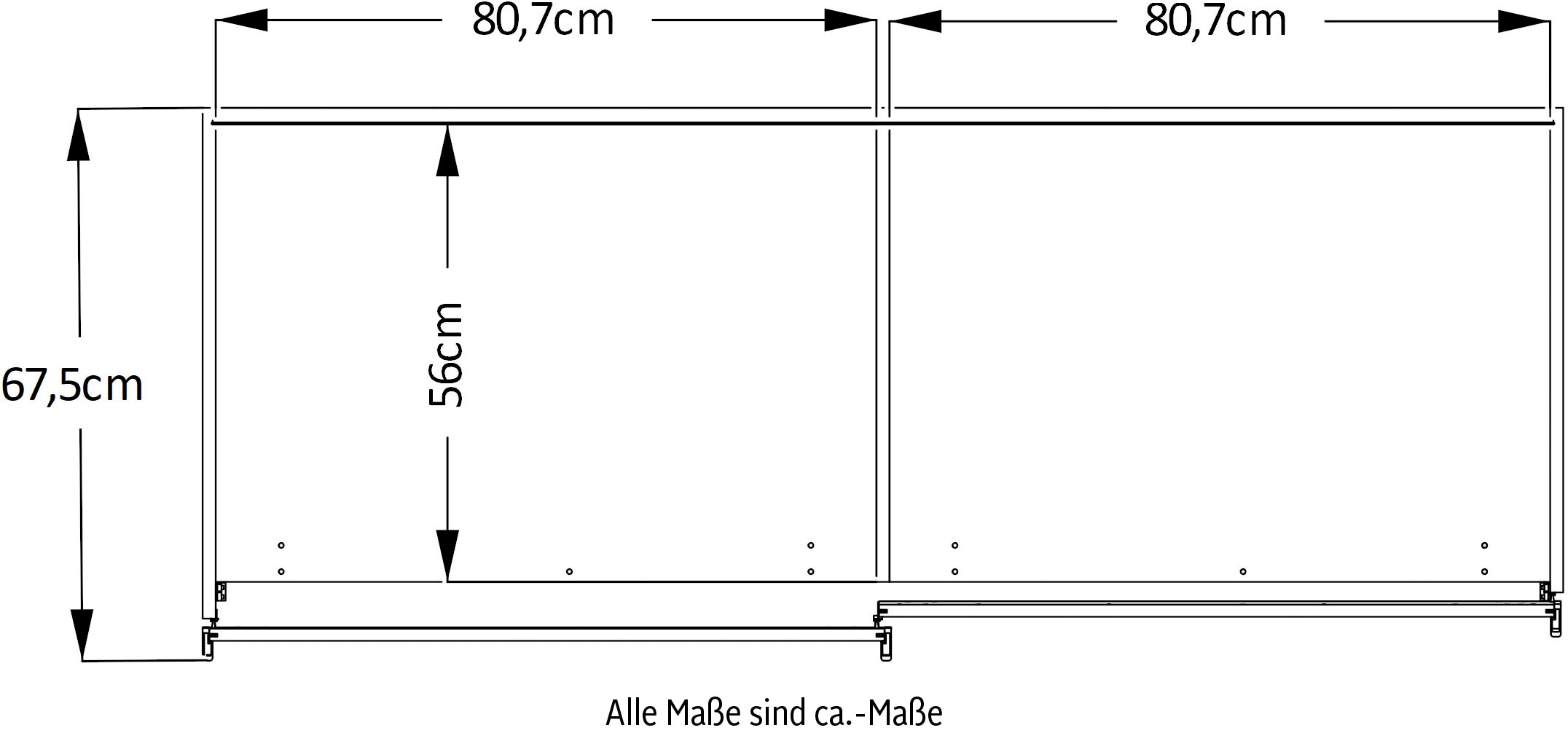 STAUD Schwebetürenschrank »Includo_Minisystem_07_2-türig, Made in Germany«, Mit vier verschiedenen Ausstattungsvarianten